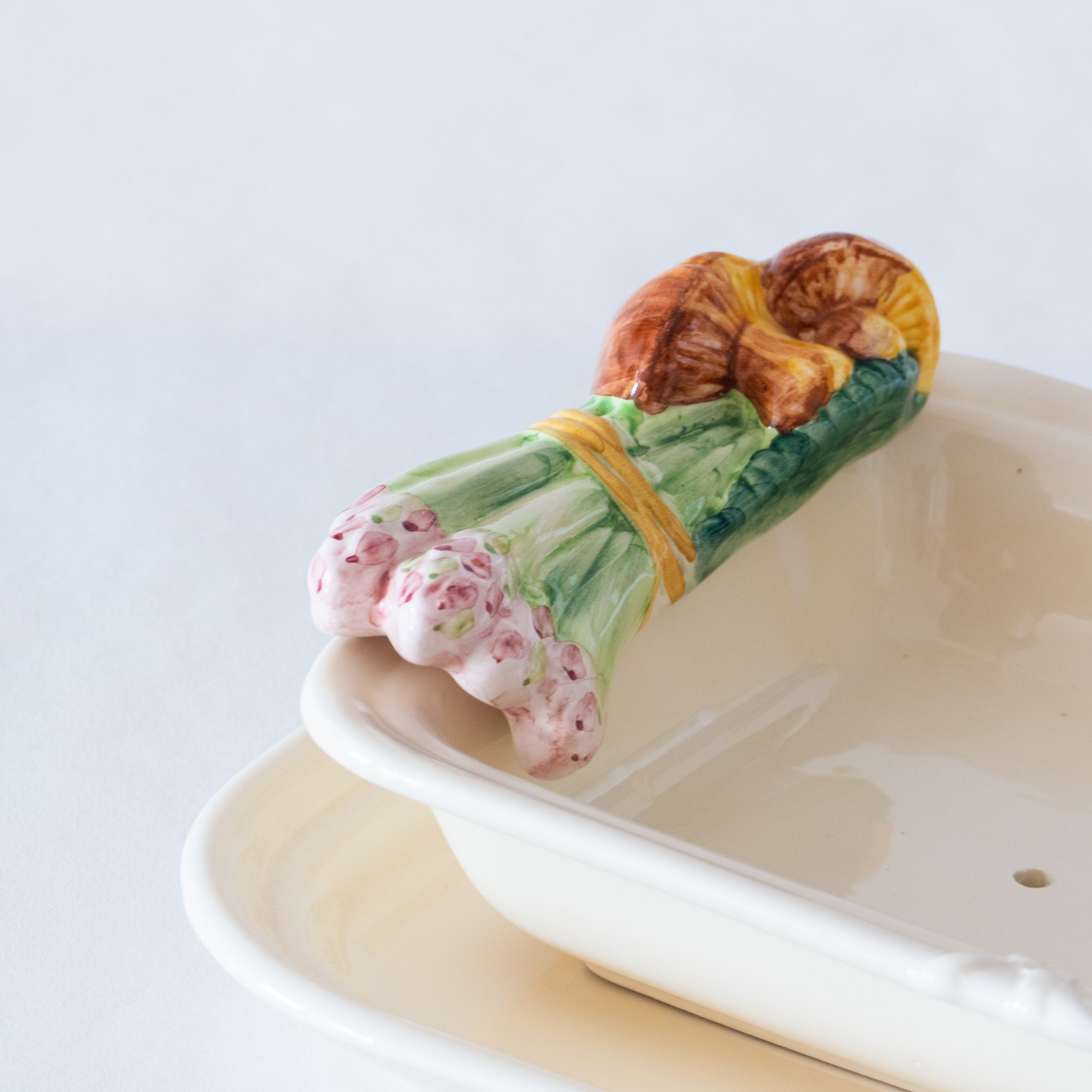 Égouttoir + plat en barbotine champignon asperge – Image 3