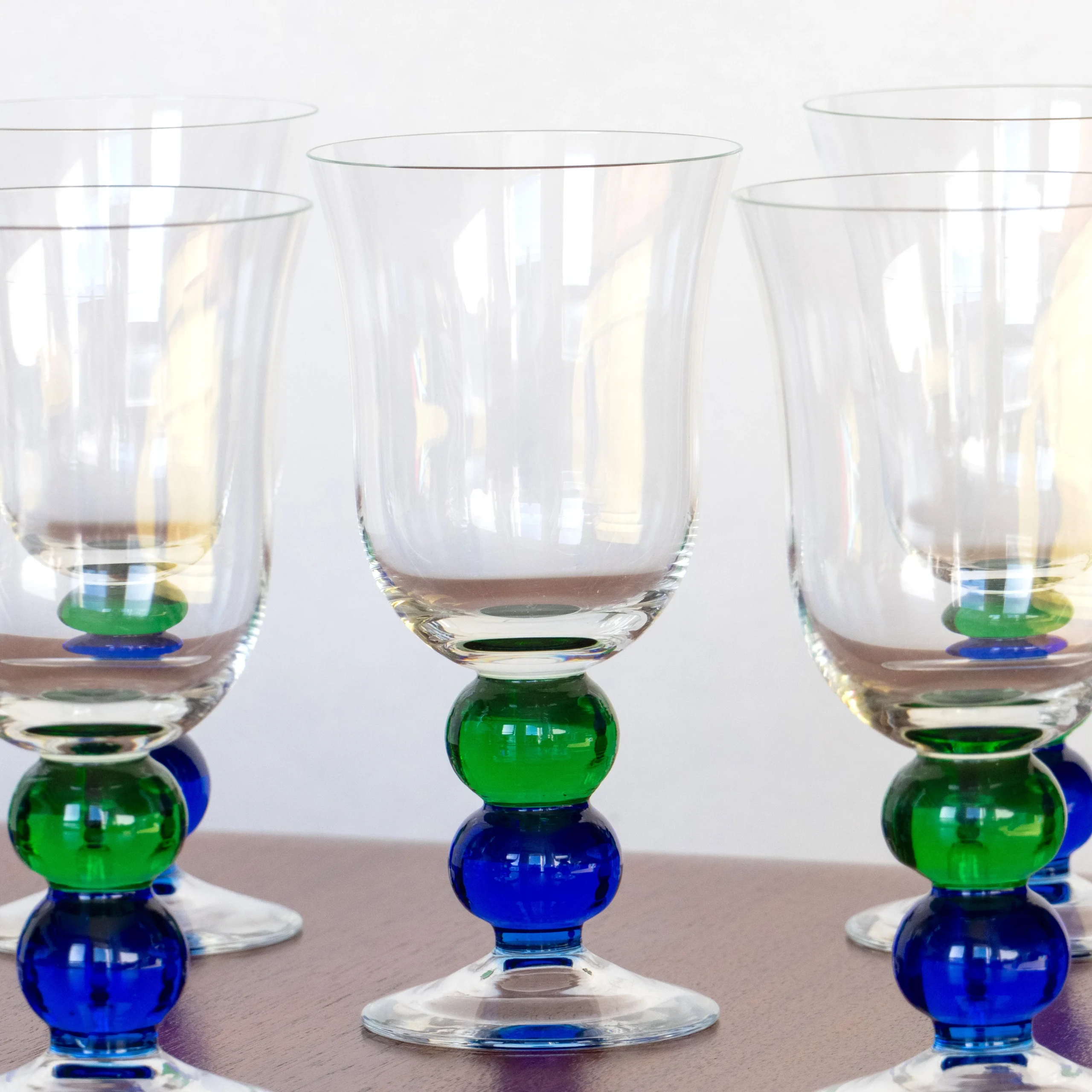6 verres à pied en cristal - bulles colorées – Image 2