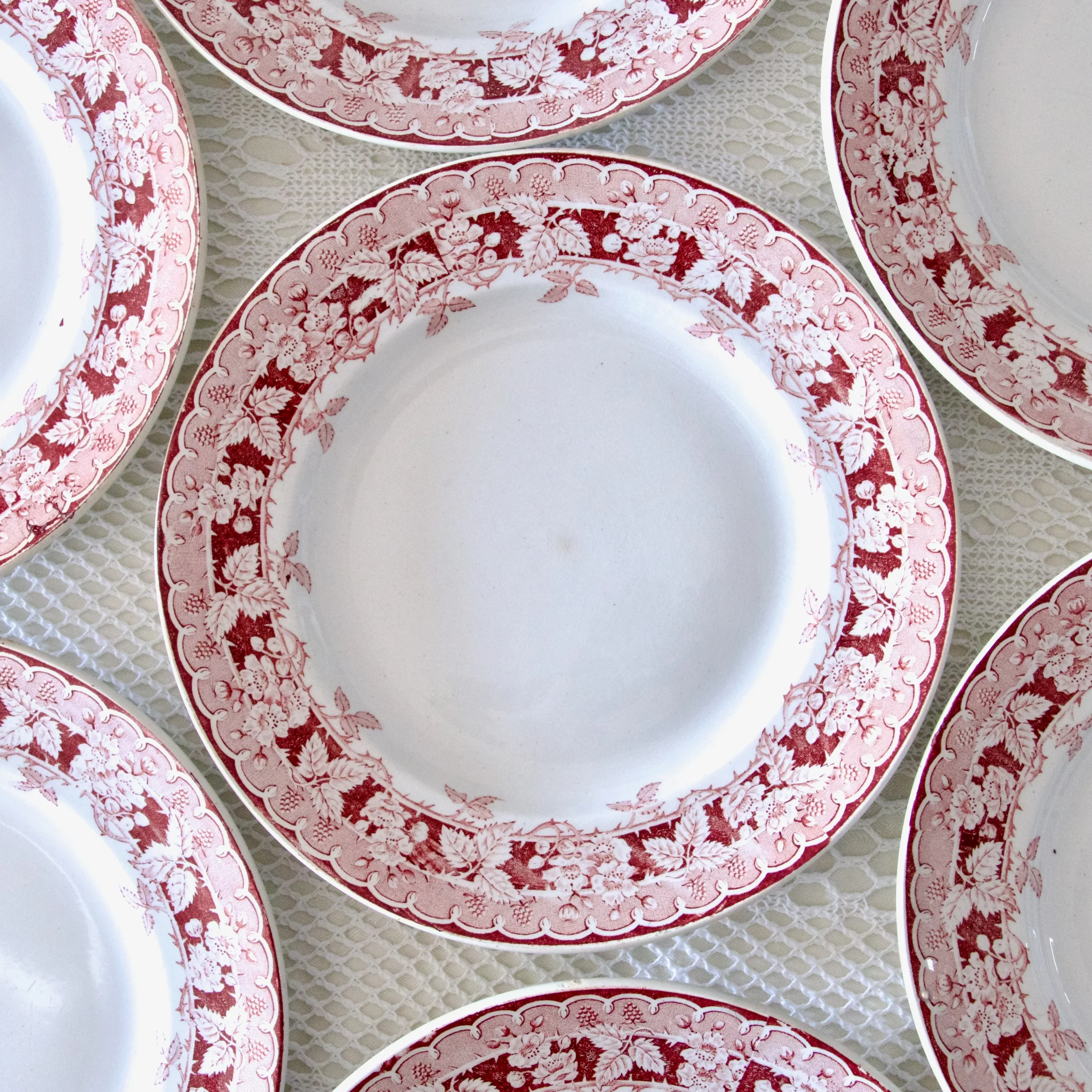 6 assiettes St Amand "mûrier" - terre de fer rose lot A – Image 4