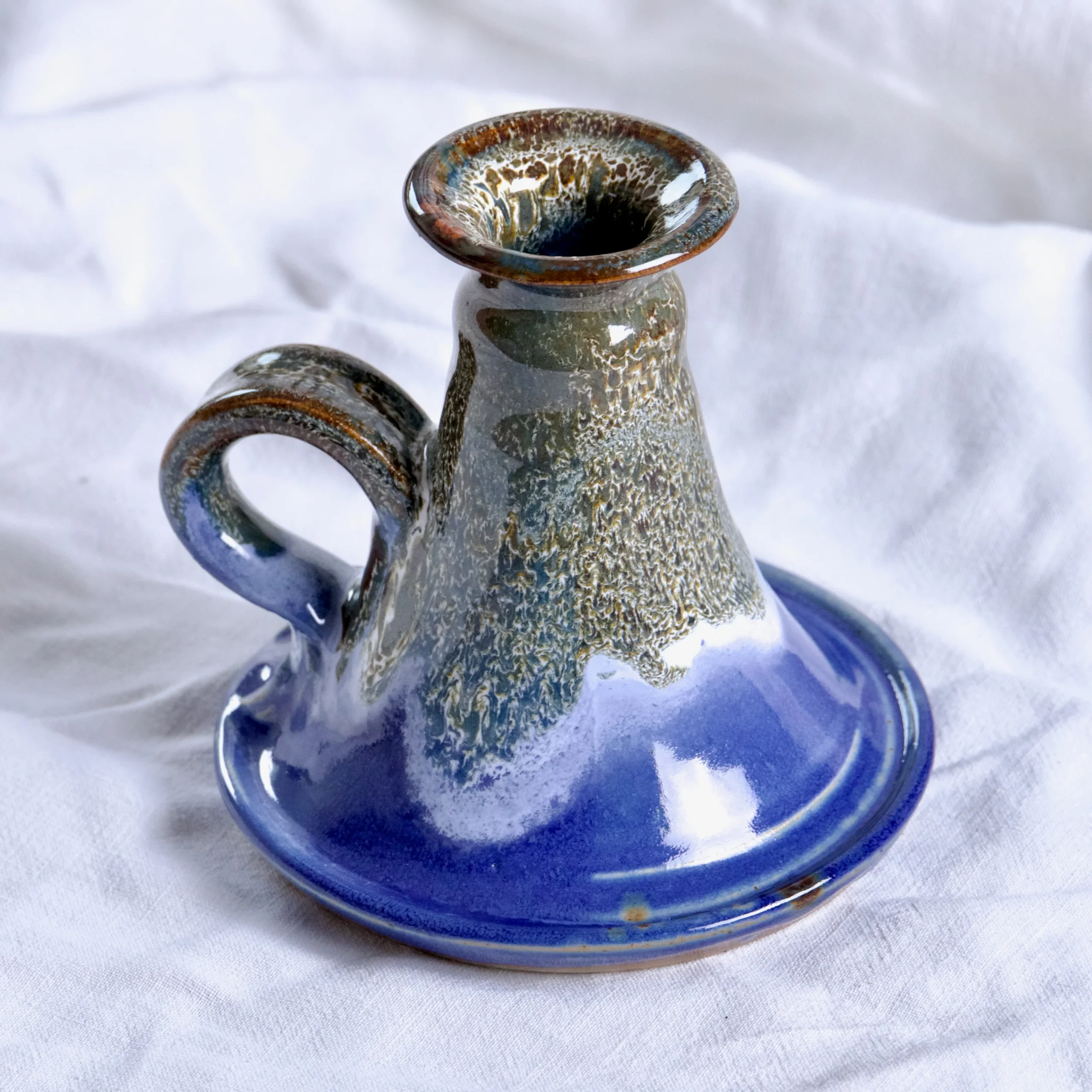 Bougeoir à main artisanal par S. Comazzi, en grès émaillé – Image 4